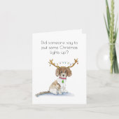 Waterverf Labradole kerstlampjes Antlers Feestdagen Kaart (Voorkant)