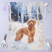 Waterverf Labradoodle hond in het winterbos Tissuepapier (Craft)