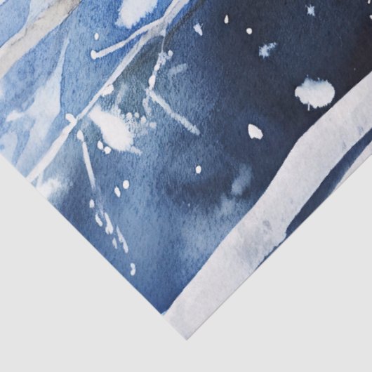 Waterverf Labradoodle hond in het winterbos Tissuepapier (Detail)