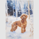 Waterverf Labradoodle hond in het winterbos Tissuepapier (Voorkant)