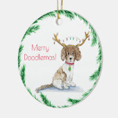 Waterverf Labradoodle Kerstverlichting Gewei Keramisch Ornament (Links)