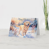 Waterverf labrador hond in sneeuw vrolijk kerstfee kaart (Voorkant)