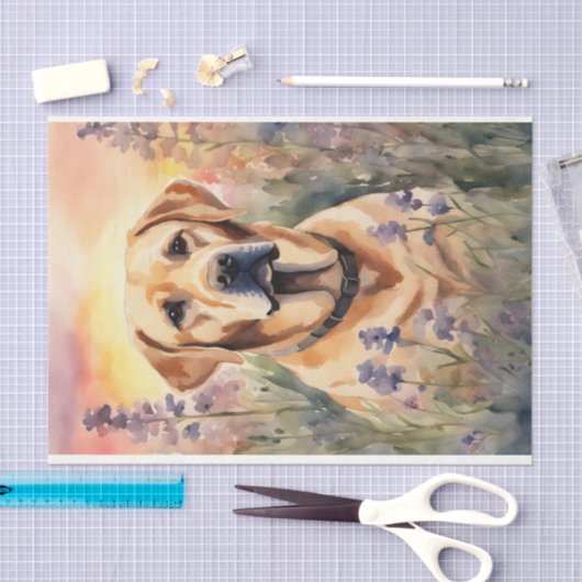 Waterverf Labrador in Bloemen Decoupage Tissuepapier (Craft)
