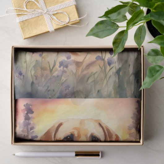 Waterverf Labrador in Bloemen Decoupage Tissuepapier (Geschenk)