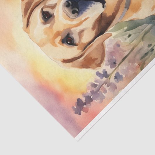 Waterverf Labrador in Bloemen Decoupage Tissuepapier (Detail)