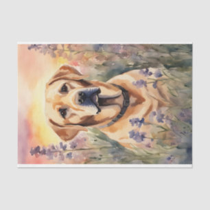 Waterverf Labrador in Bloemen Decoupage Tissuepapier