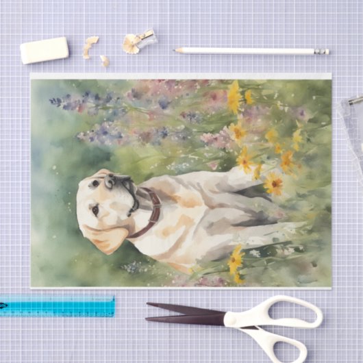 Waterverf Labrador in Bloemen Decoupage Tissuepapier (Craft)
