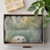 Waterverf Labrador in Bloemen Decoupage Tissuepapier (Geschenk)
