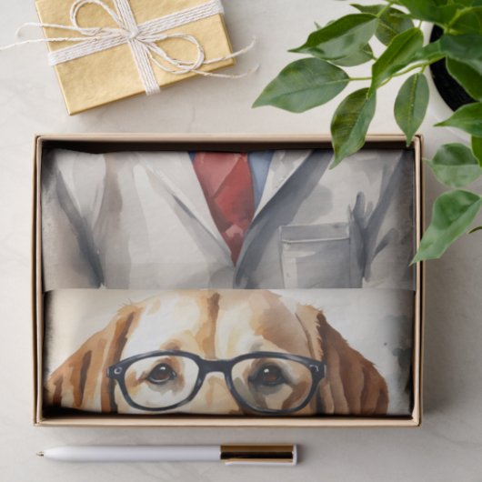 Waterverf Labrador in Glasses Decoupage Tissuepapier (Geschenk)
