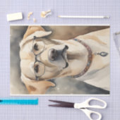 Waterverf Labrador in Glasses Decoupage Tissuepapier (Craft)