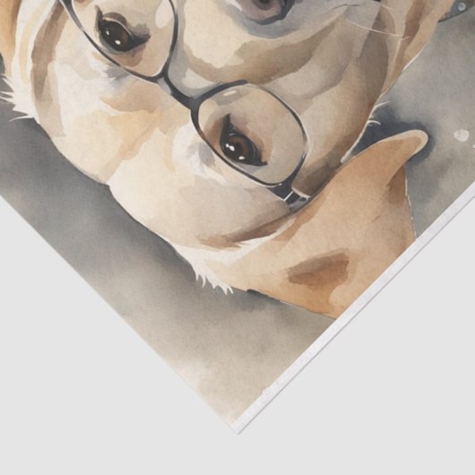 Waterverf Labrador in Glasses Decoupage Tissuepapier (Detail)