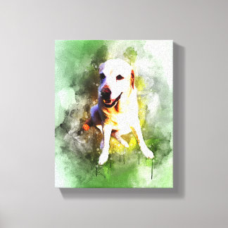 Waterverf labrador in groene kleuren canvas afdruk