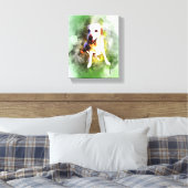 Waterverf labrador in groene kleuren canvas afdruk (Insitu (Slaapkamer))