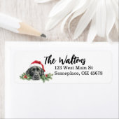 Waterverf Labrador in Santa Hat Etiket (Insitu)