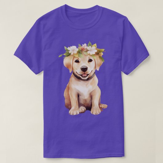 Waterverf Labrador Retriever Dog met Hoofd Krans T-shirt (Design voorkant)