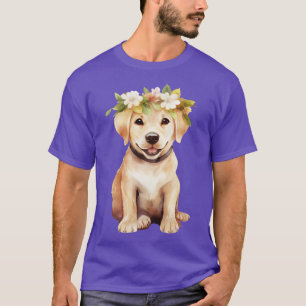 Waterverf Labrador Retriever Dog met Hoofd Krans T-shirt