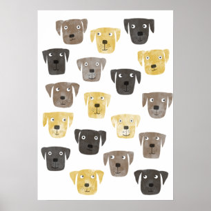Waterverf Labrador Retriever Honden Poster