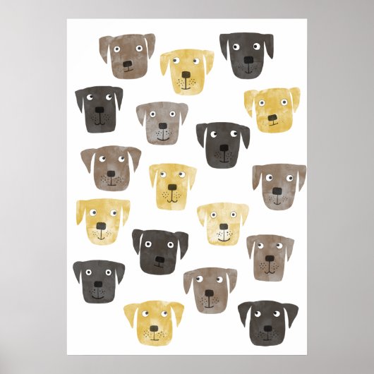 Waterverf Labrador Retriever Honden Poster (Voorkant)