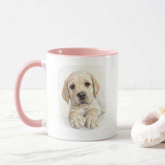 Waterverf Labrador Welpen Mok (Met donut)