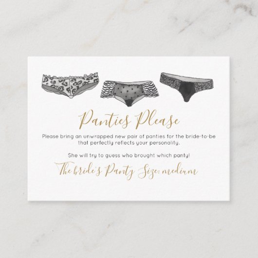 Waterverf Lace Lingerie Panty Game Vrijgezellenfee Informatiekaartje (Voorkant)