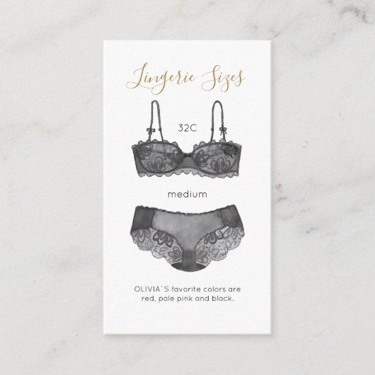 Waterverf Lace Lingerie Sizes Vrijgezellenfeest En Informatiekaartje (Voorkant)