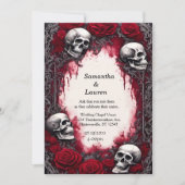 Waterverf Lace Skulls Ingelijste Gothic Bruiloft Kaart (Voorkant)