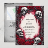Waterverf Lace Skulls Ingelijste Gothic Bruiloft Kaart (Voorkant / Achterkant)