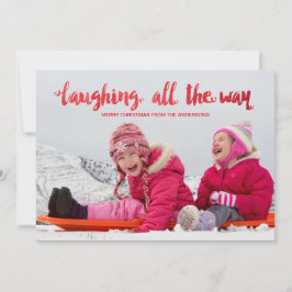 Waterverf Lachen All the Way Vakantie Fotokaart Feestdagenkaart