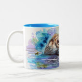 Waterverf lachen met mok lachen (Links)