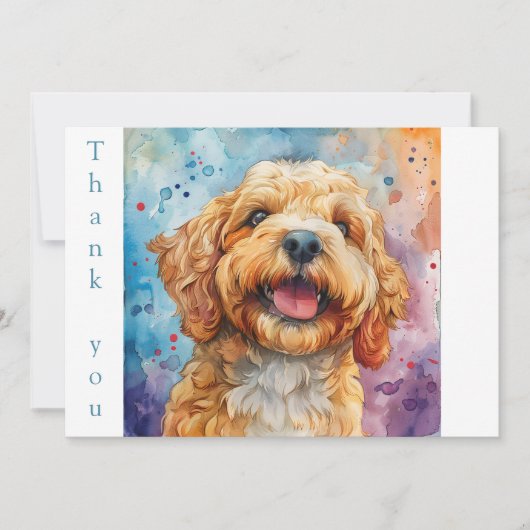 Waterverf Lachende Goldendoodle Bedankkaart (Voorkant)