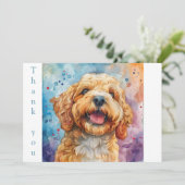 Waterverf Lachende Goldendoodle Bedankkaart (Staand voorkant)