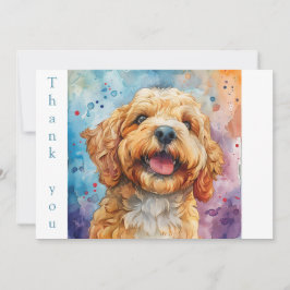 Waterverf Lachende Goldendoodle Bedankkaart
