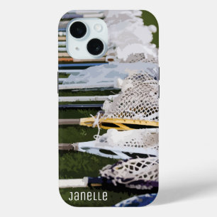 Waterverf Lacrosse Sticks iPhone 15 Case