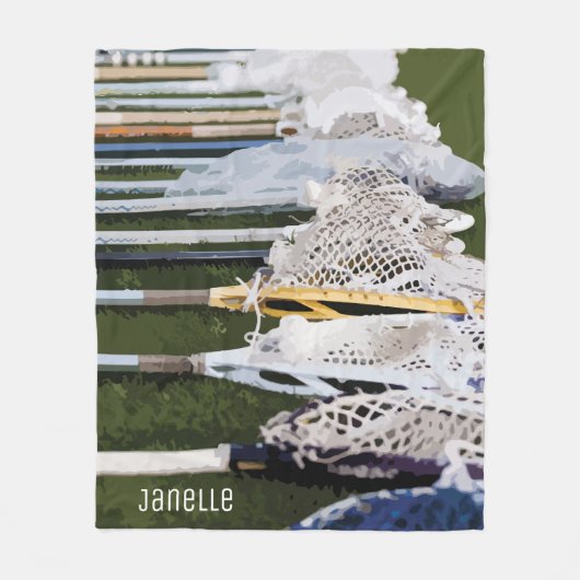 Waterverf Lacrosse Sticks Fleece Deken (Voorkant)