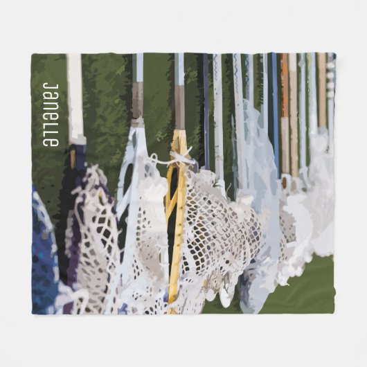 Waterverf Lacrosse Sticks Fleece Deken (Voorkant (Horizontaal))