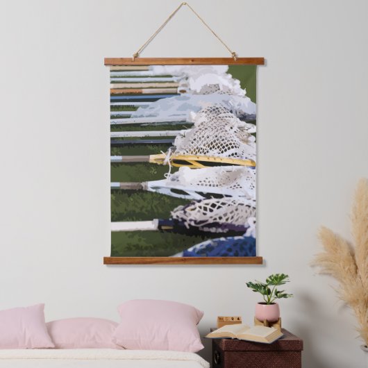 Waterverf Lacrosse Sticks Hangend Wandkleed (Slaapkamer)