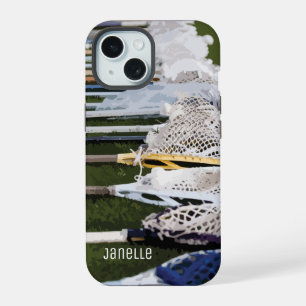 Waterverf Lacrosse Sticks iPhone 15 Case