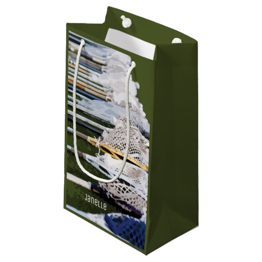 Waterverf Lacrosse Sticks Klein Cadeauzakje (Voorkant Gekanteld)