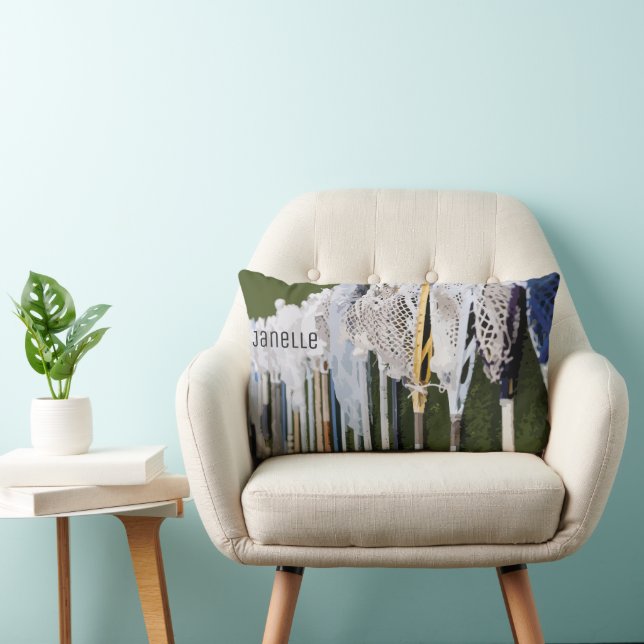 Waterverf Lacrosse Sticks Kussen (Stoel)