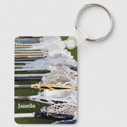 Waterverf Lacrosse Sticks Sleutelhanger (Achterkant)
