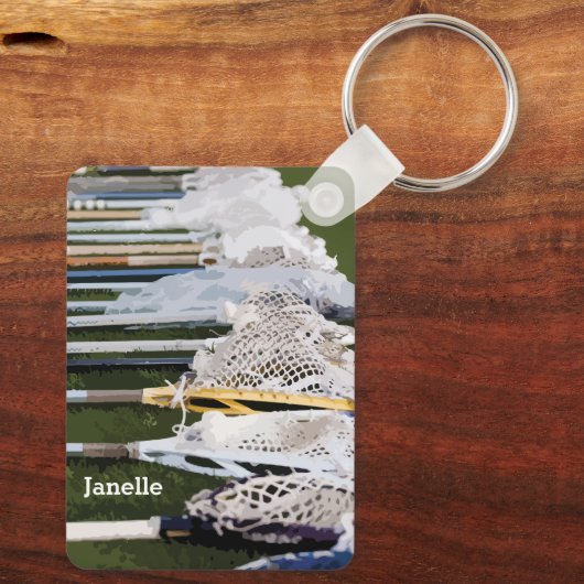 Waterverf Lacrosse Sticks Sleutelhanger (Achterkant)