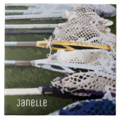 Waterverf Lacrosse Sticks Tegeltje (Voorkant)