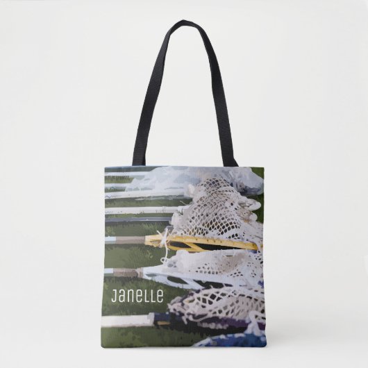 Waterverf Lacrosse Sticks Tote Bag (Voorkant)
