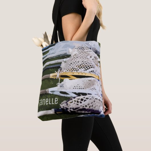 Waterverf Lacrosse Sticks Tote Bag (Dichtbij)