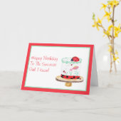 Waterverf Lady Bug Cake Happy Birthday Kaart (Gele Bloem)