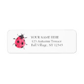 Waterverf Lady Bug Handgeschilderd  adres Etiket (Voorkant)