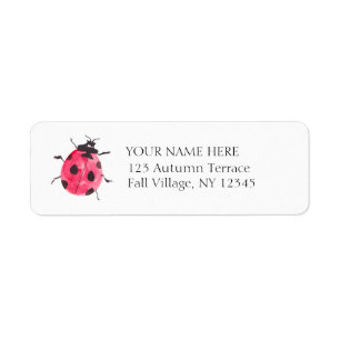 Waterverf Lady Bug Handgeschilderd  adres Etiket