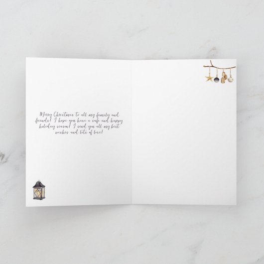 Waterverf Lady Gnome Blauw Bos Vrolijk kerstfeest Feestdagen Kaart (Binnen)