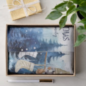 Waterverf Lady Gnome Blauw Bos Vrolijk kerstfeest Tissuepapier (Geschenk)