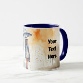 Waterverf Lady Regen met Paraplu Grijs Jurk Mok (Voorkant rechts)